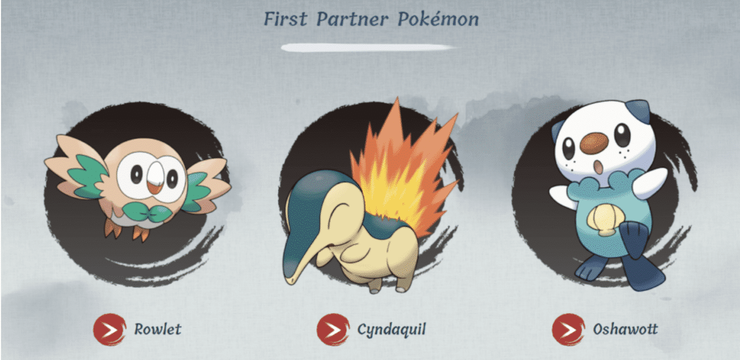Les 3 Pokémons starter